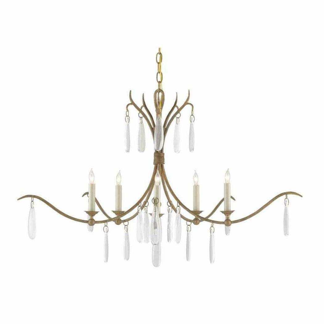 Rustic Gold Faux Rock Crystal Marshallia Small Chandelier Chandeliers Sideboards and Things By Currey & Co