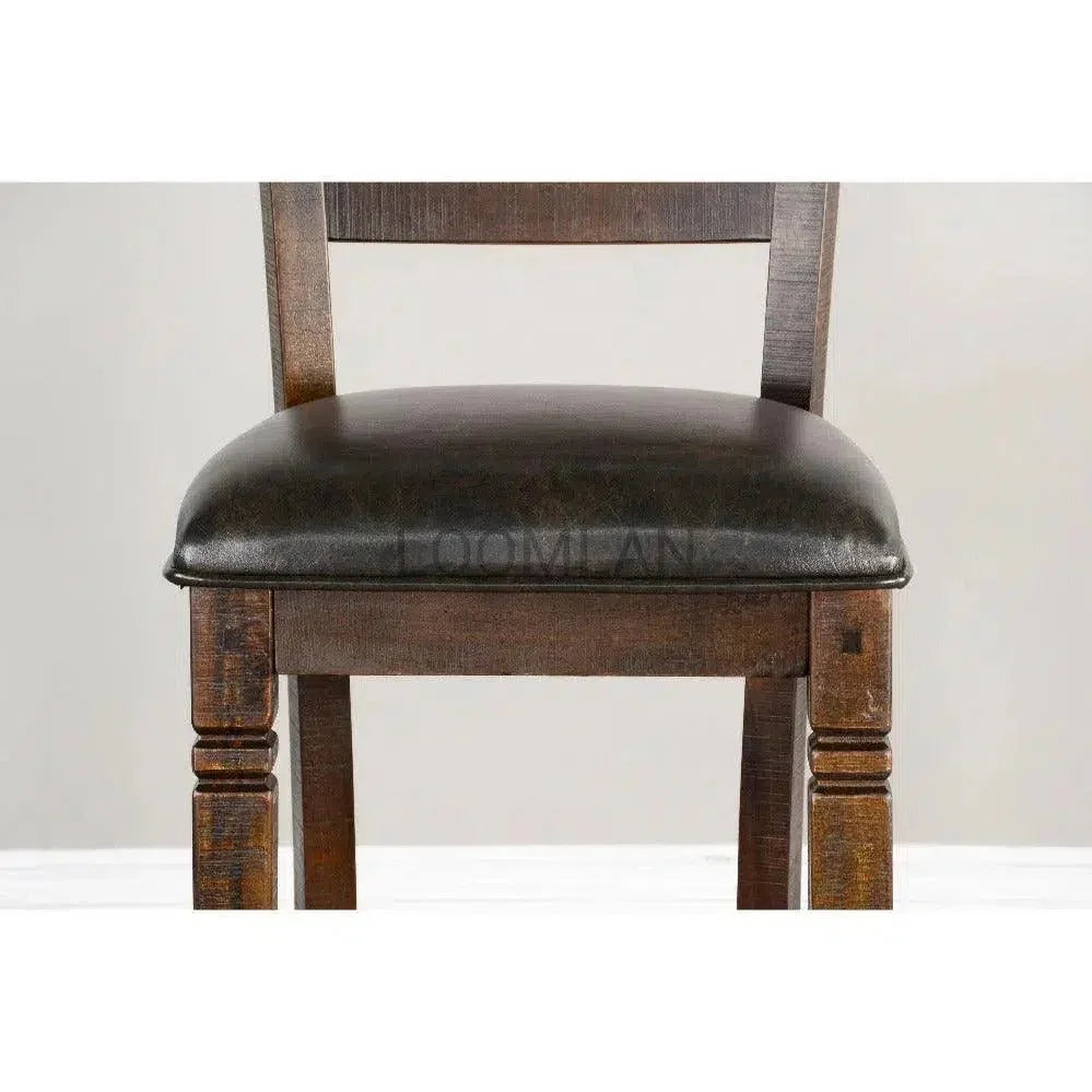 Sunny D Rustic Ladder Back Barstool Leather Seat Set Of 2