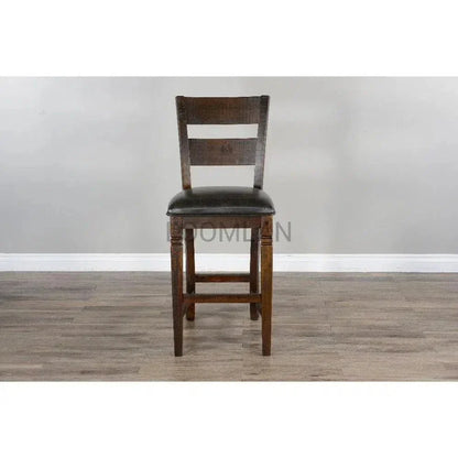 Sunny D Rustic Ladder Back Barstool Leather Seat Set Of 2