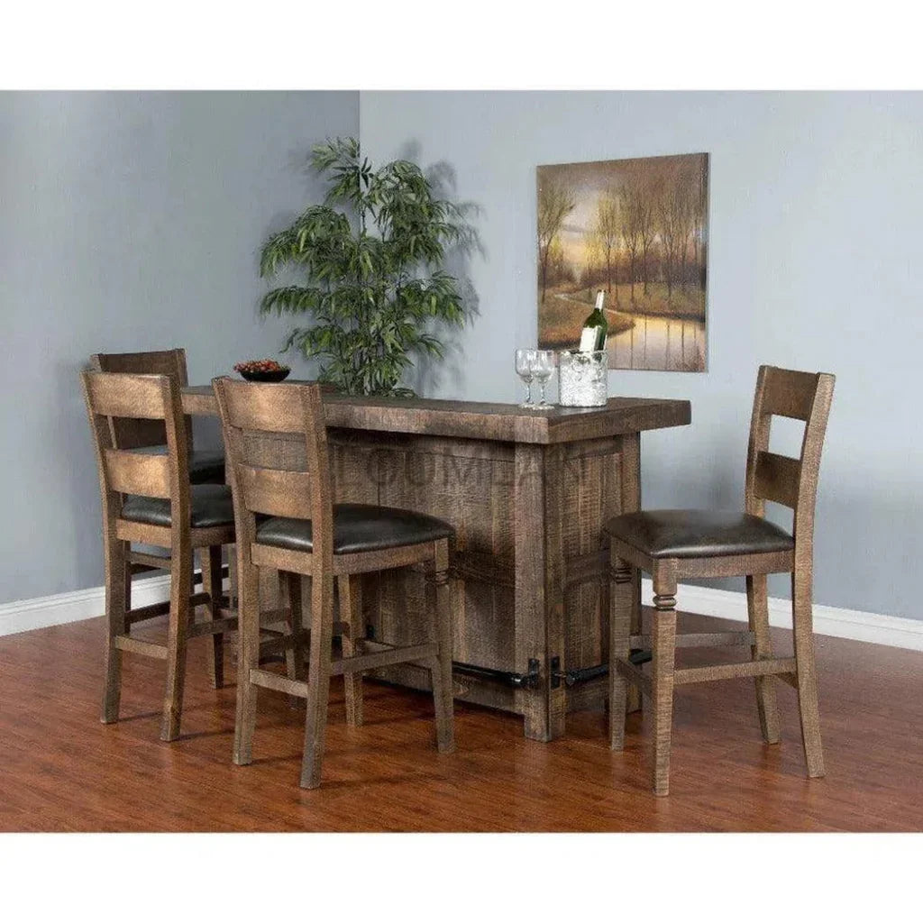Sunny D Rustic Ladder Back Barstool Leather Seat Set Of 2