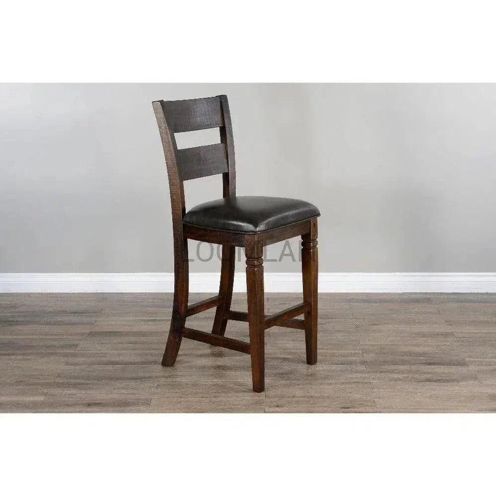 Sunny D Rustic Ladder Back Barstool Leather Seat Set Of 2
