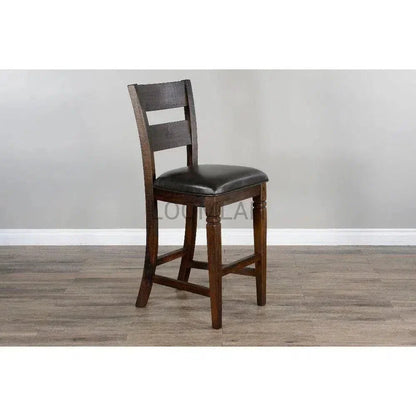 Sunny D Rustic Ladder Back Barstool Leather Seat Set Of 2
