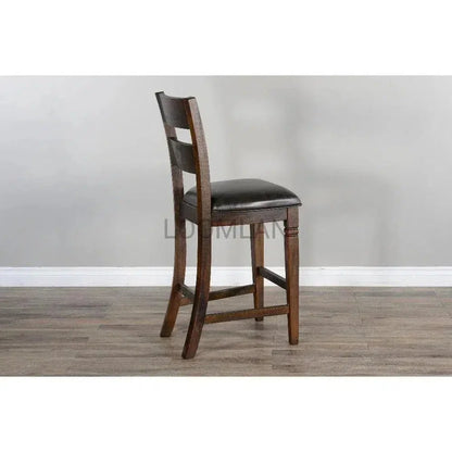 Sunny D Rustic Ladder Back Barstool Leather Seat Set Of 2