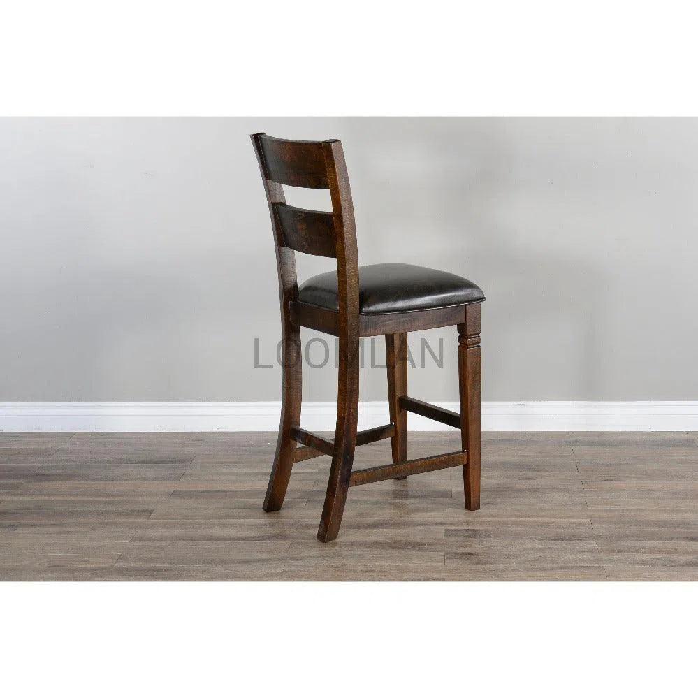 Sunny D Rustic Ladder Back Barstool Leather Seat Set Of 2