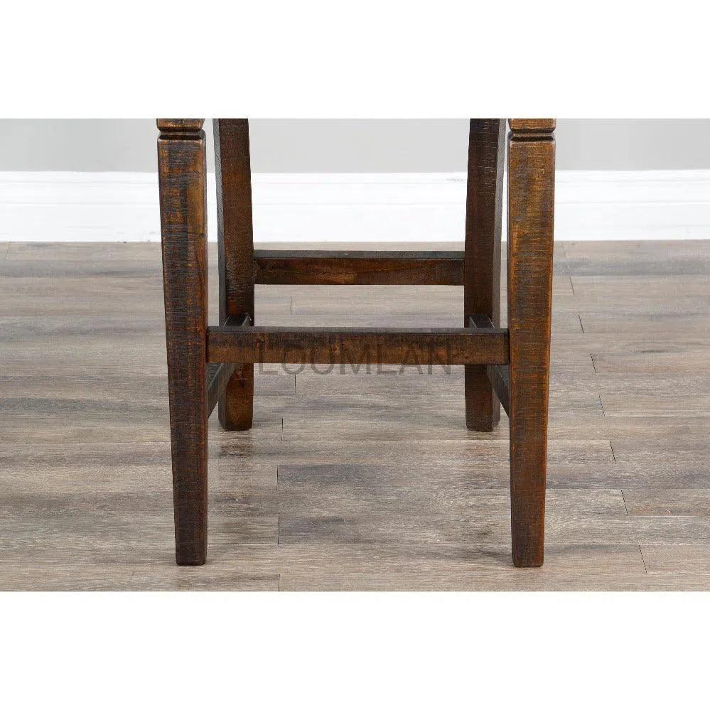 Sunny D Rustic Ladder Back Barstool Leather Seat Set Of 2
