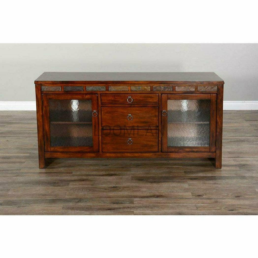 Rustic Mahogany Entertainment Center TV Stand Media Console Slate TV Stands & Media Centers Sideboards and Things By Sunny D