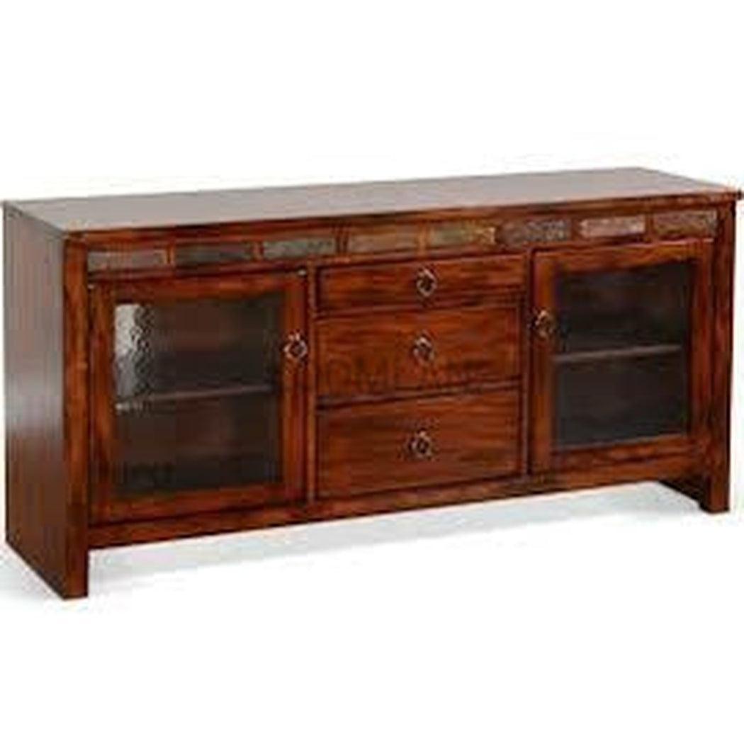 Rustic Mahogany Entertainment Center TV Stand Media Console Slate TV Stands & Media Centers Sideboards and Things By Sunny D