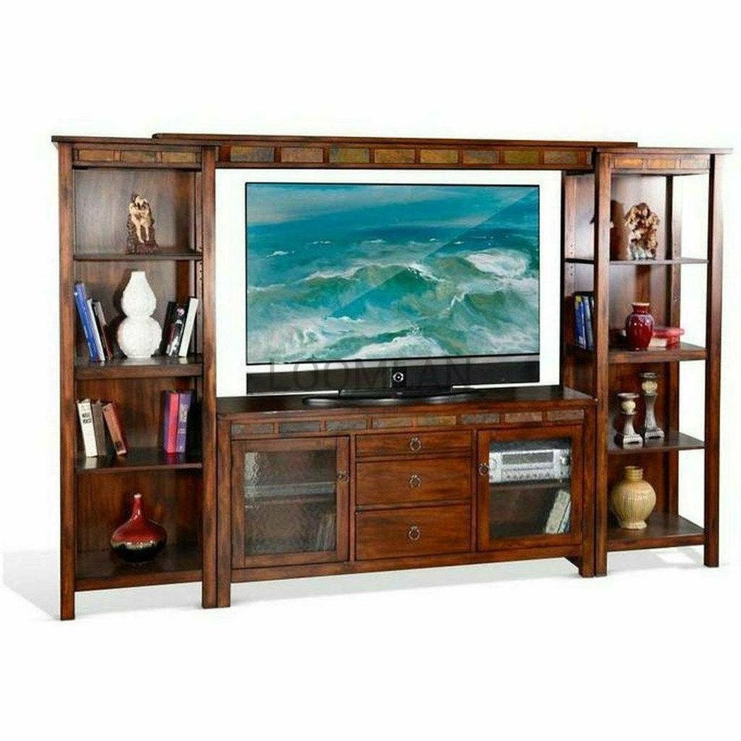 Rustic Mahogany Entertainment Center TV Stand Media Console Slate TV Stands & Media Centers Sideboards and Things By Sunny D