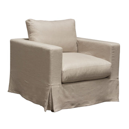 Savannah Sand Natural Linen Slip-Cover Chair - Upholstered