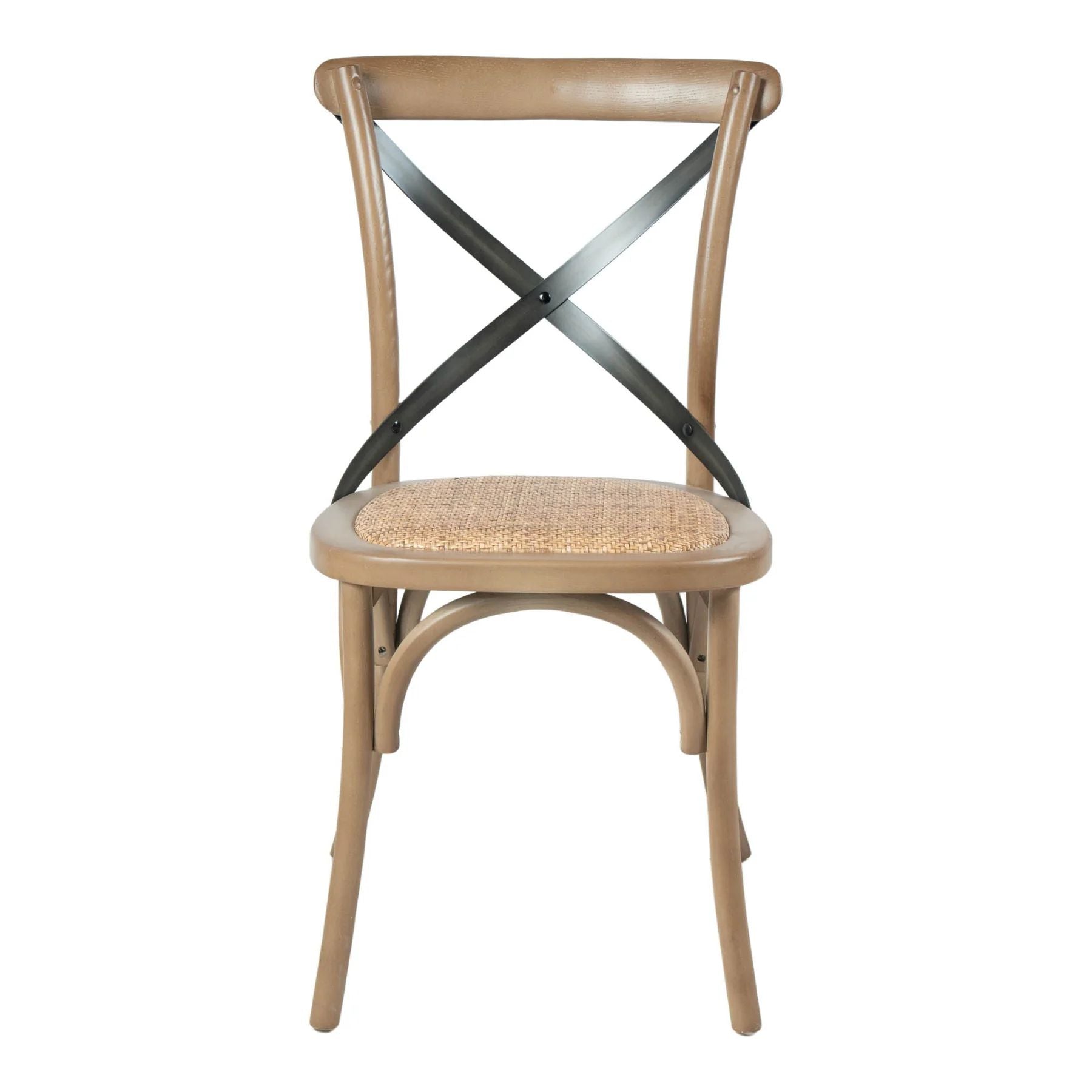 LH Home Cross Back Dining Chair With Rattan Seat 2PC