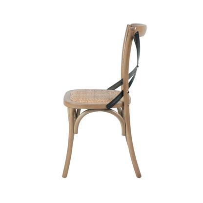 LH Home Cross Back Dining Chair With Rattan Seat 2PC
