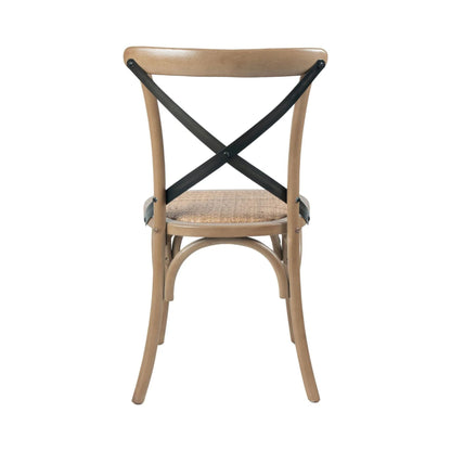 LH Home Cross Back Dining Chair With Rattan Seat 2PC