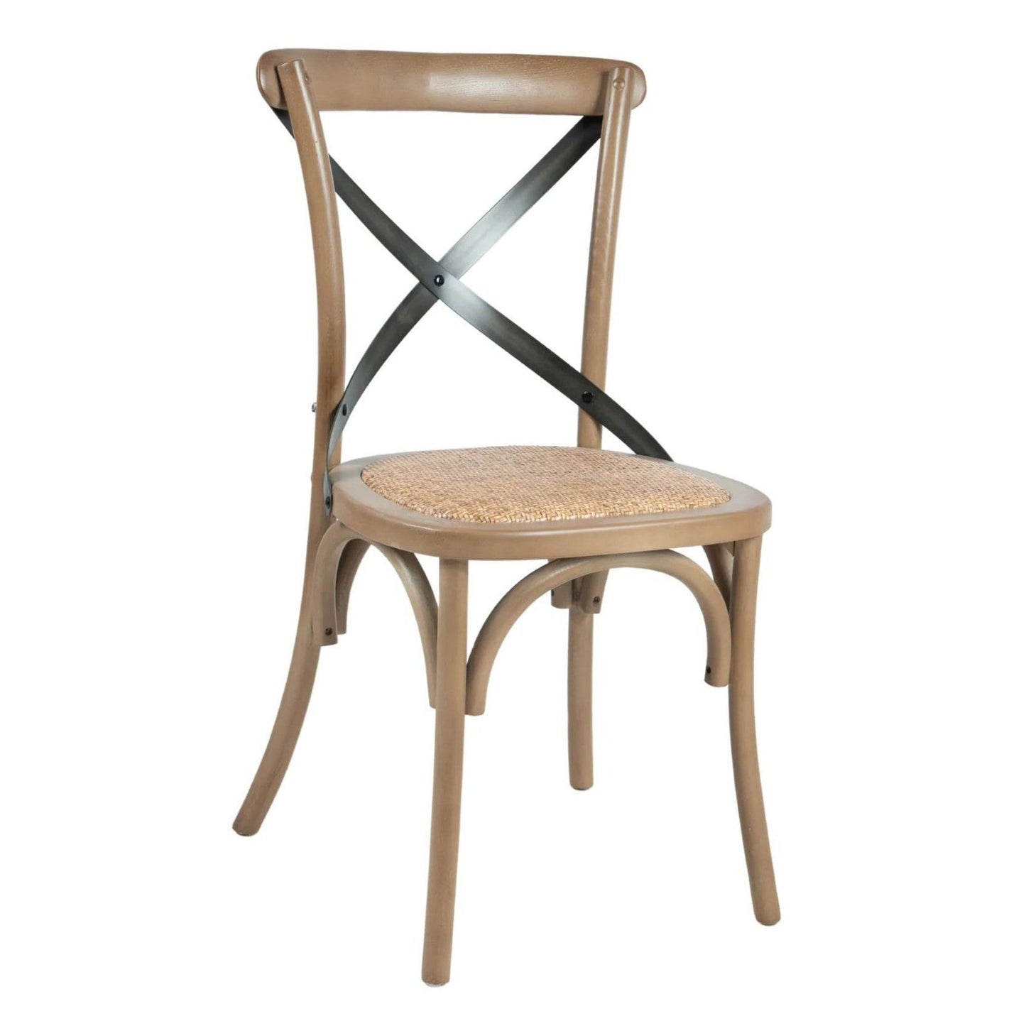 LH Home Cross Back Dining Chair With Rattan Seat 2PC