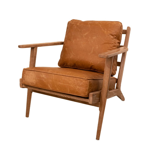 Junior Leather and Wood Brown Arm Chair