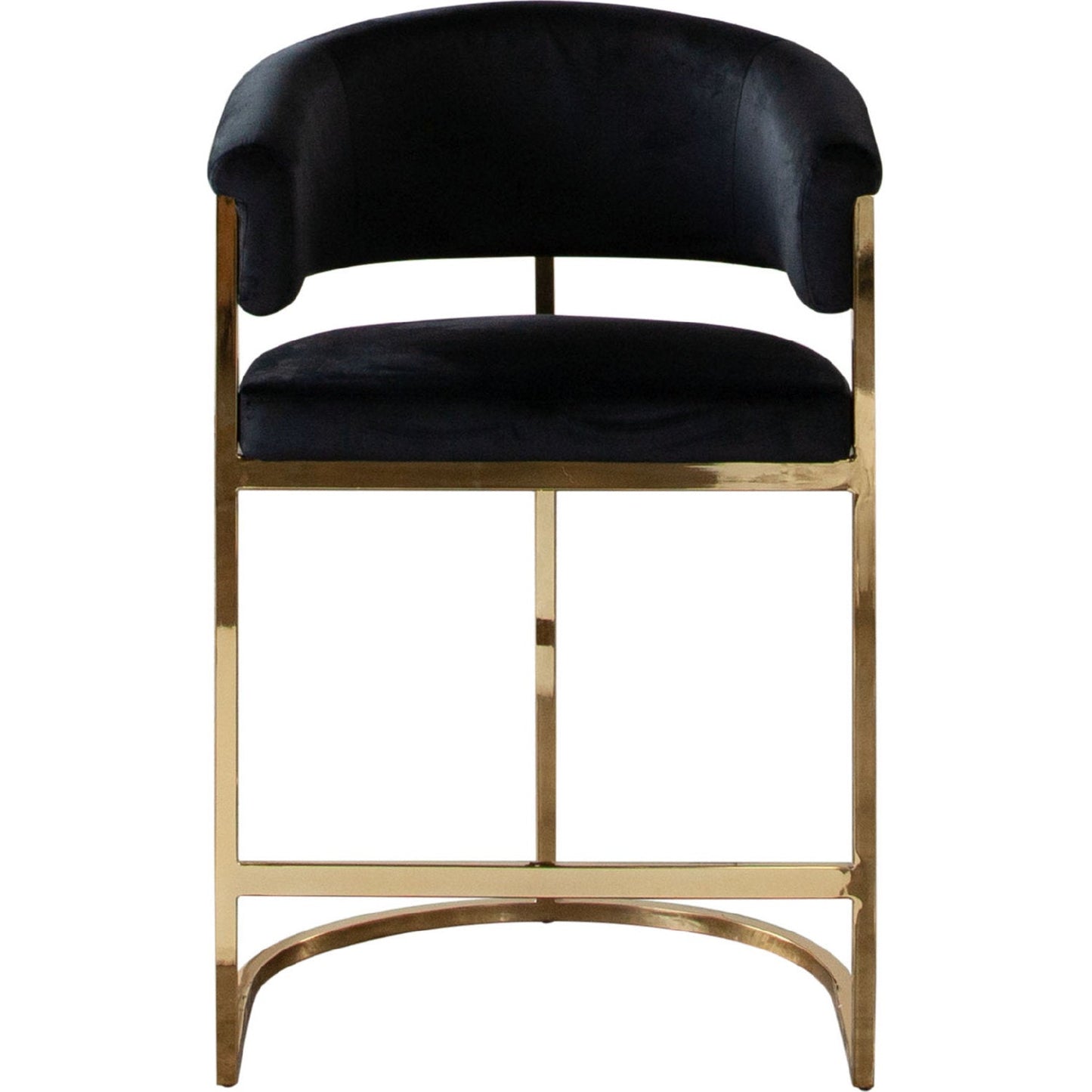 Solstice Counter Height Chair in Black Velvet with Polished Gold Metal Frame