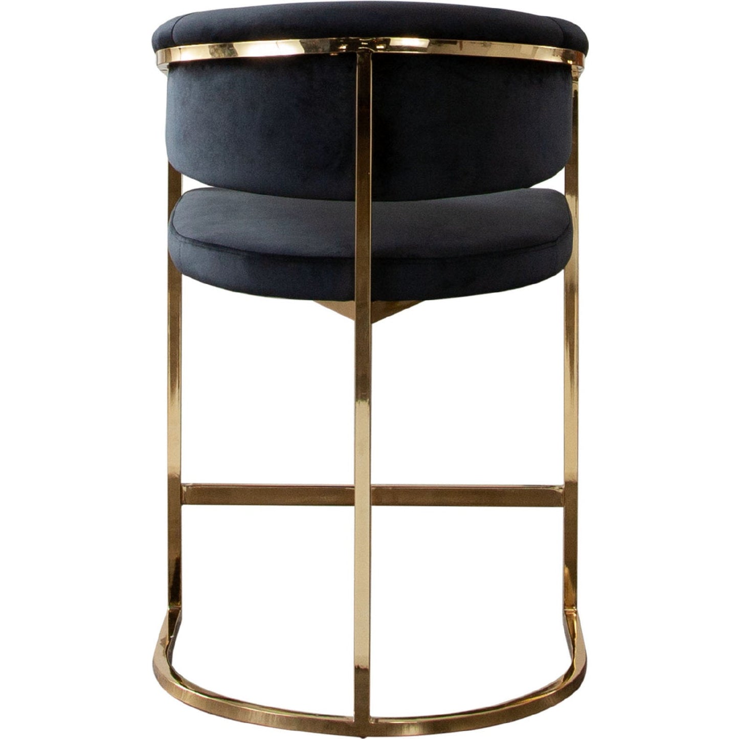 Solstice Counter Height Chair in Black Velvet with Polished Gold Metal Frame