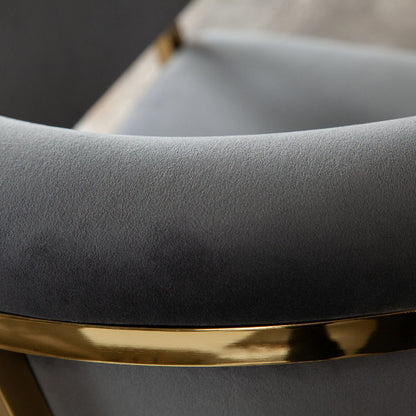 Solstice Counter Height Chair in Grey Velvet with Polished Gold Metal Frame