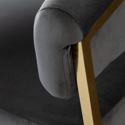 Solstice Counter Height Chair in Grey Velvet with Polished Gold Metal Frame