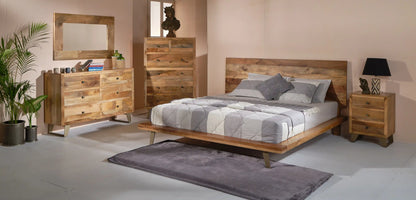 Matney Stylish Designed Natural Wooden Bed