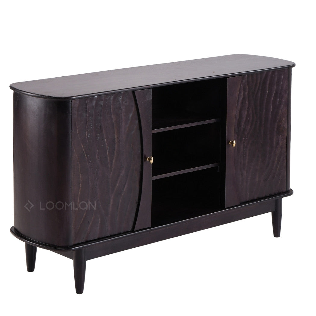 LOOMLAN Rhovira Wooden Dark Brown TV Stand