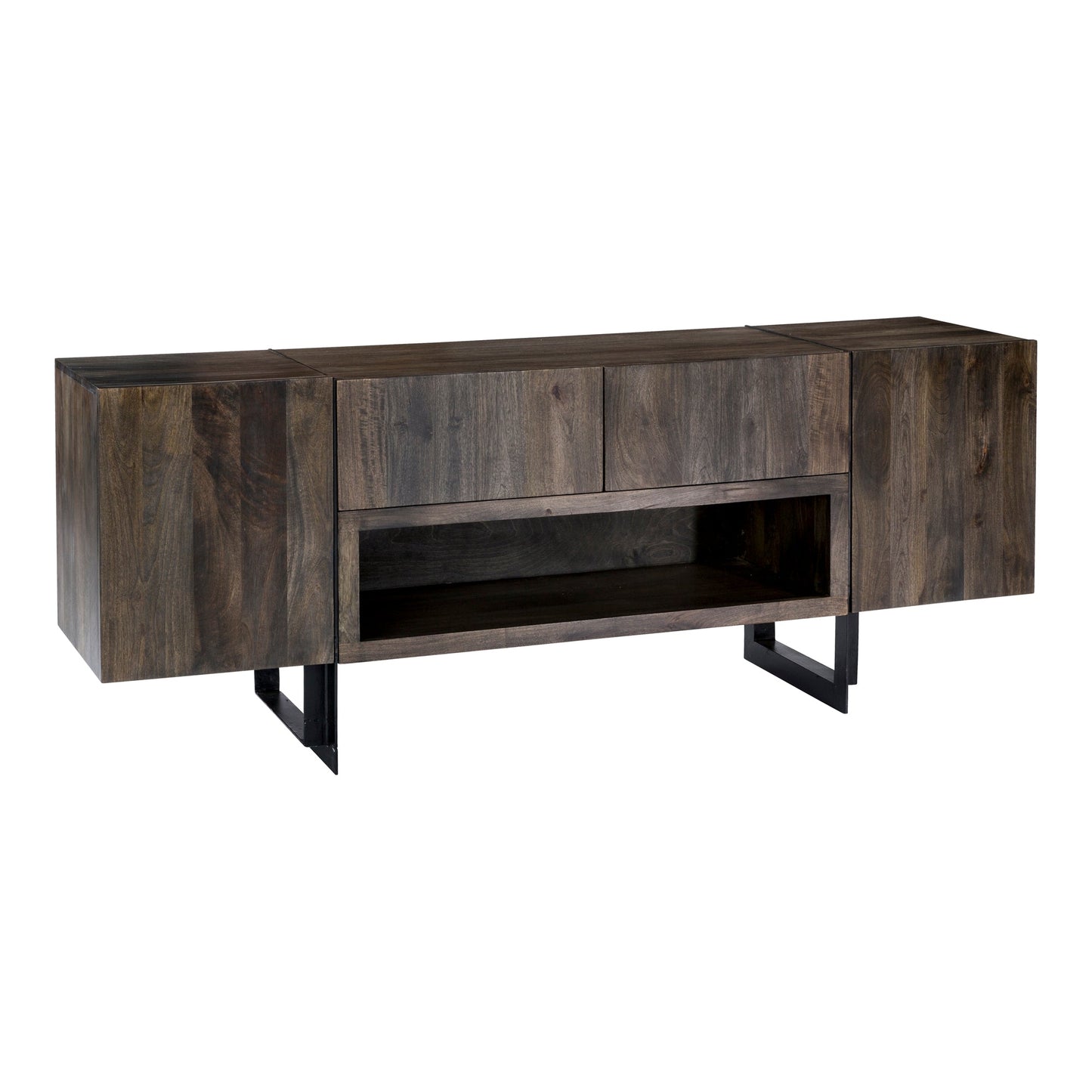 Tiburon Solid Acacia and Iron Brown Media Cabinet