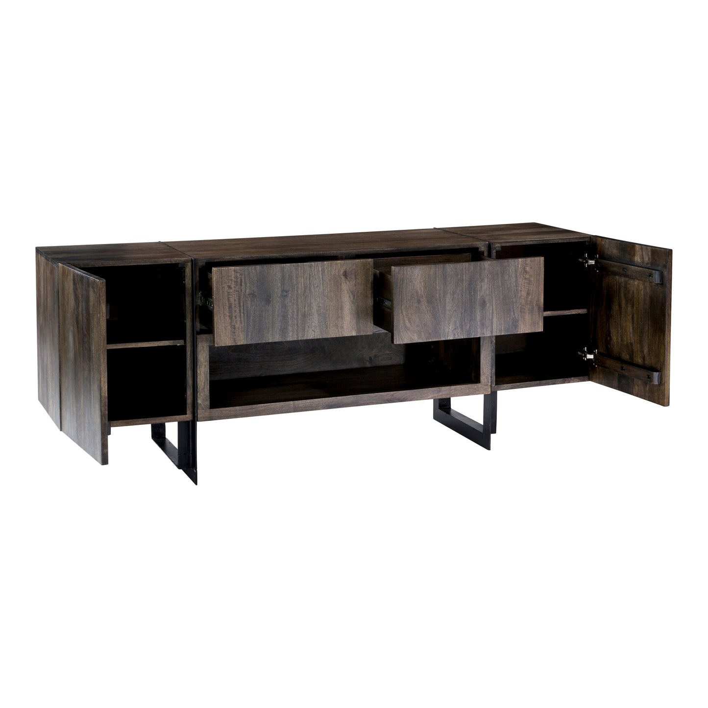 Tiburon Solid Acacia and Iron Brown Media Cabinet