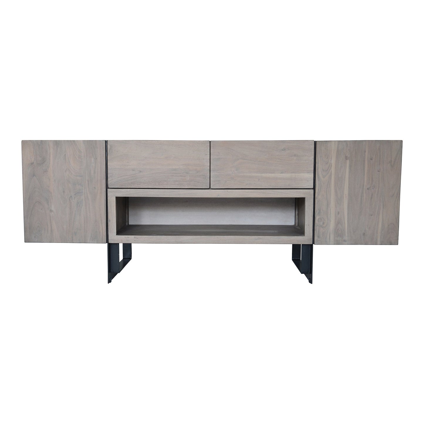 Tiburon Solid Acacia and Iron Grey Media Cabinet