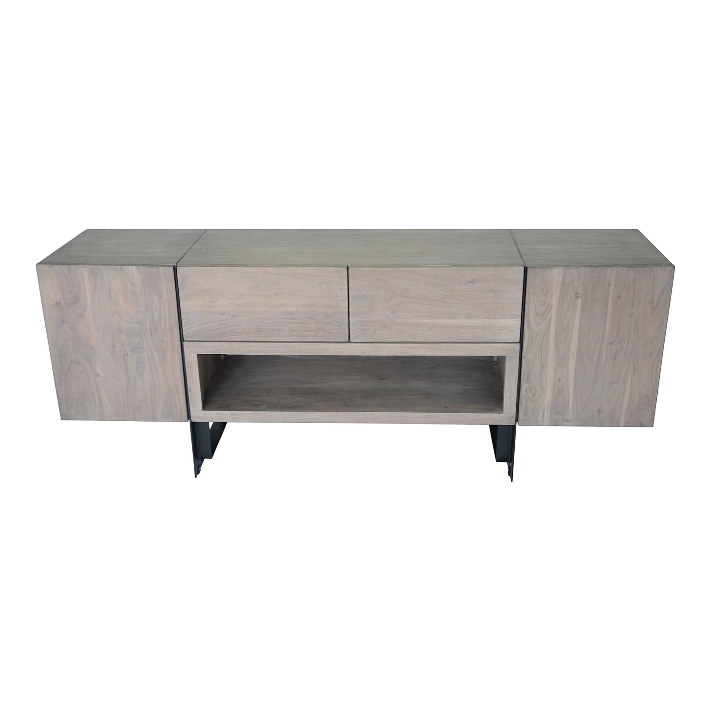 Tiburon Solid Acacia and Iron Grey Media Cabinet