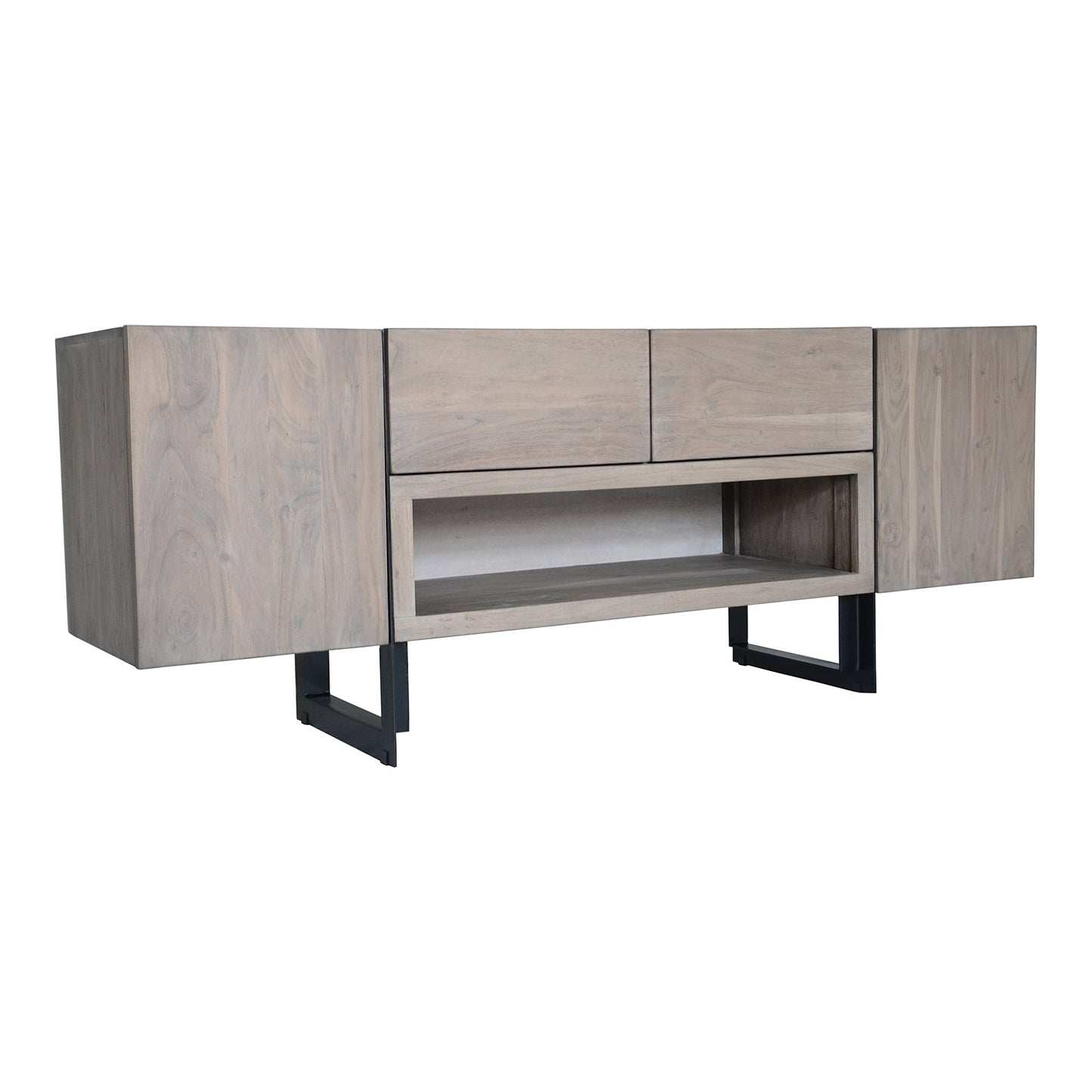 Tiburon Solid Acacia and Iron Grey Media Cabinet