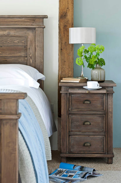 Settler Three Drawers Wooden Nightstand