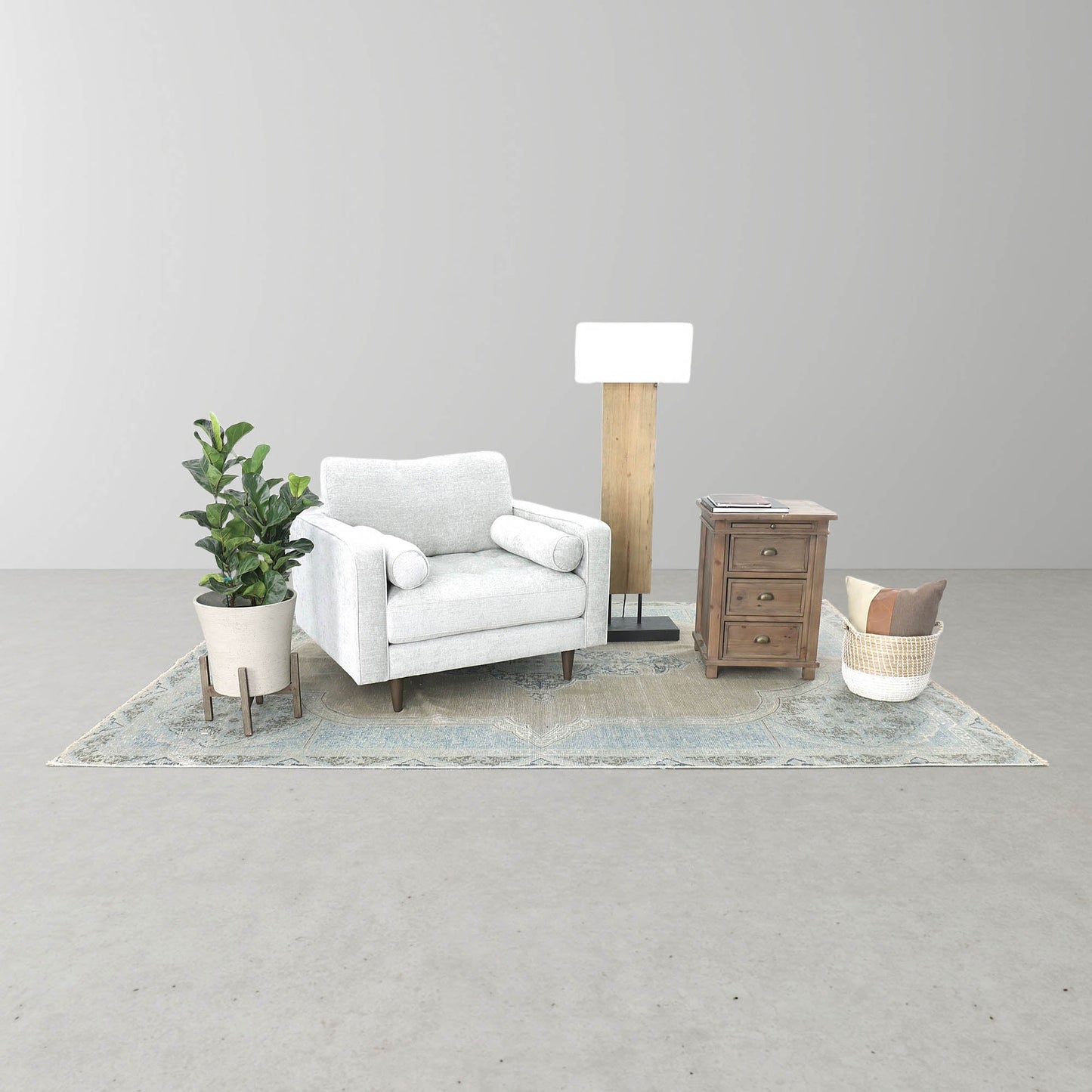 Settler Three Drawers Wooden Nightstand