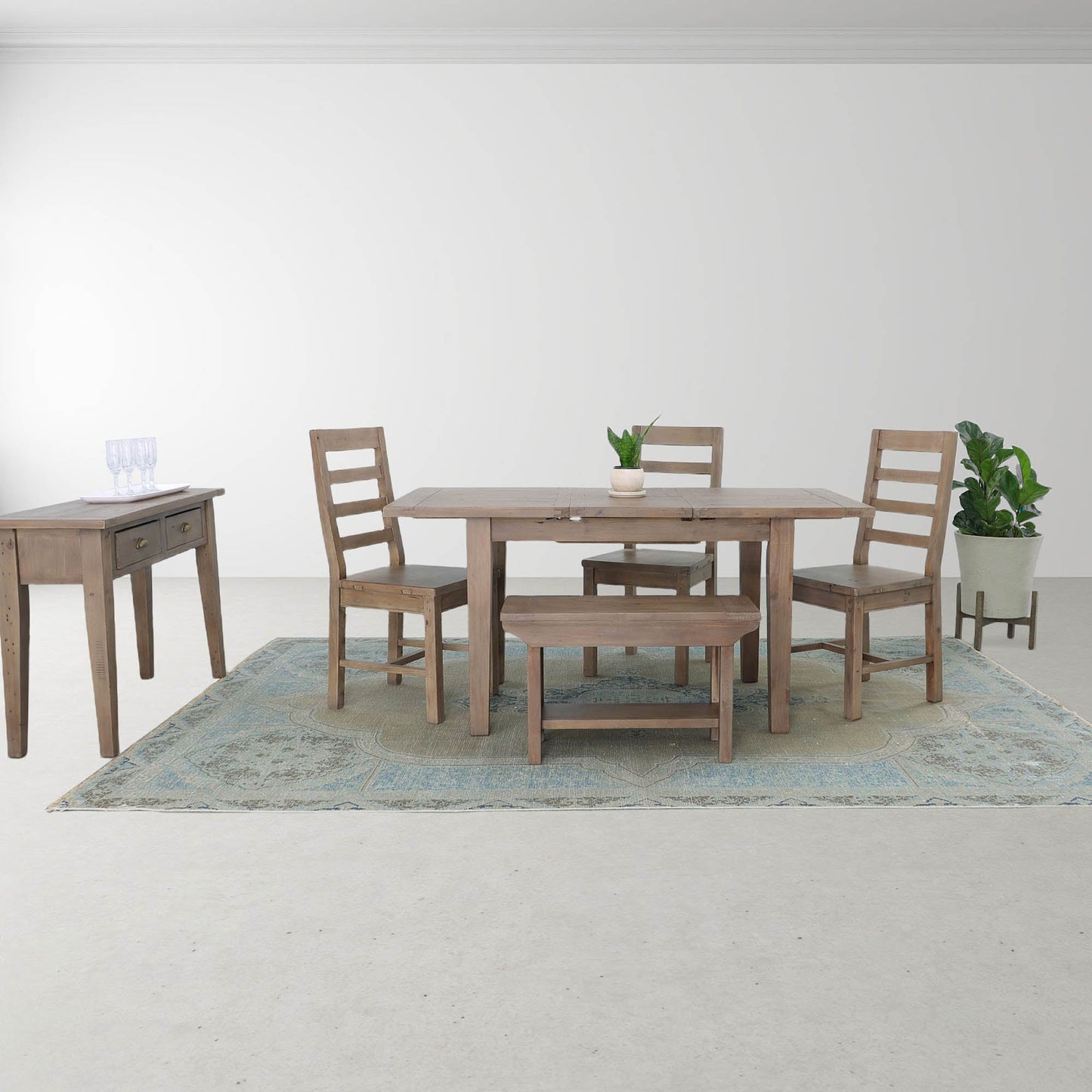 LH Home Sundried Wooden Armless Dining Chair 2PC