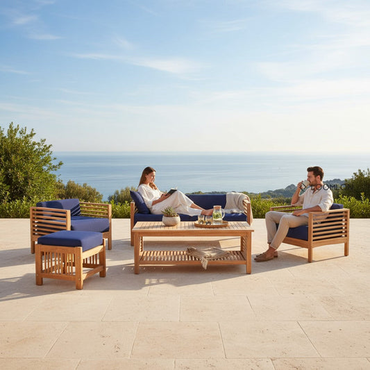 Summer Outdoor Deep Seating Set with Subrella 5PC