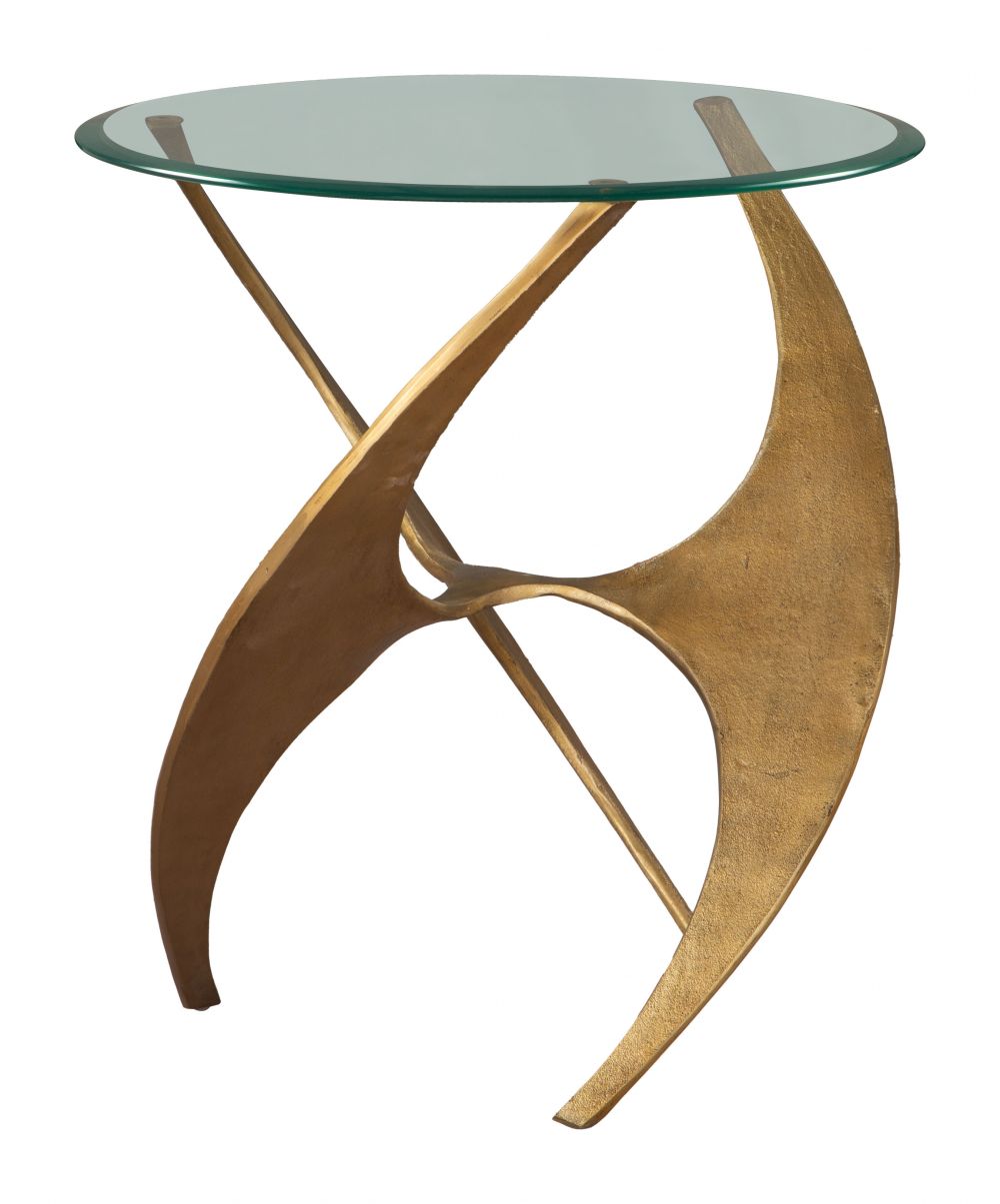 Zuo Modern Sabel Clear Glass Top Round Side Table