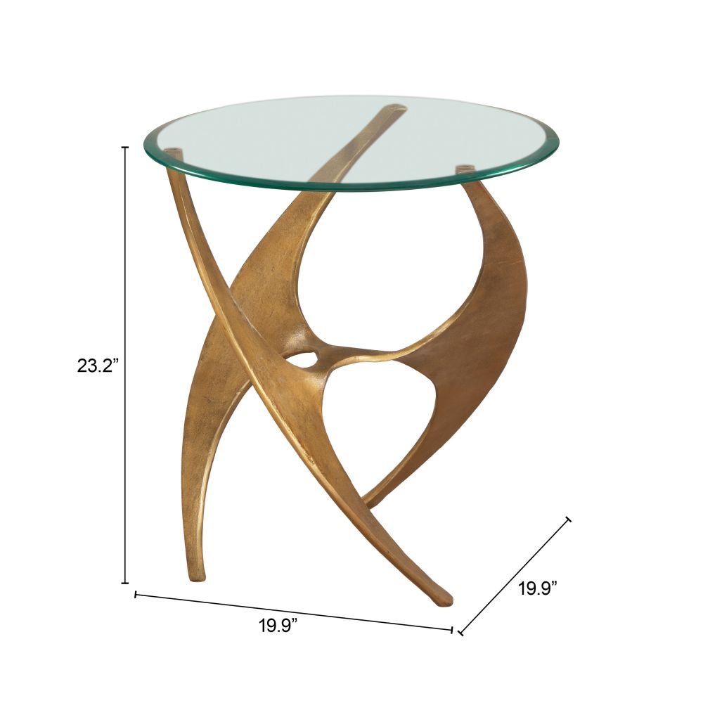 Zuo Modern Sabel Clear Glass Top Round Side Table