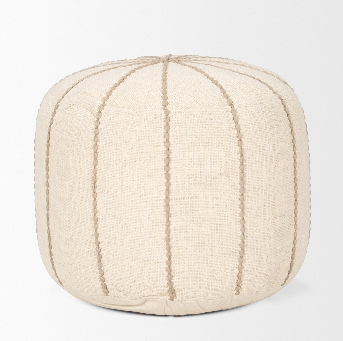 Mercana Sachi Beige Cotton Stitching Pouf