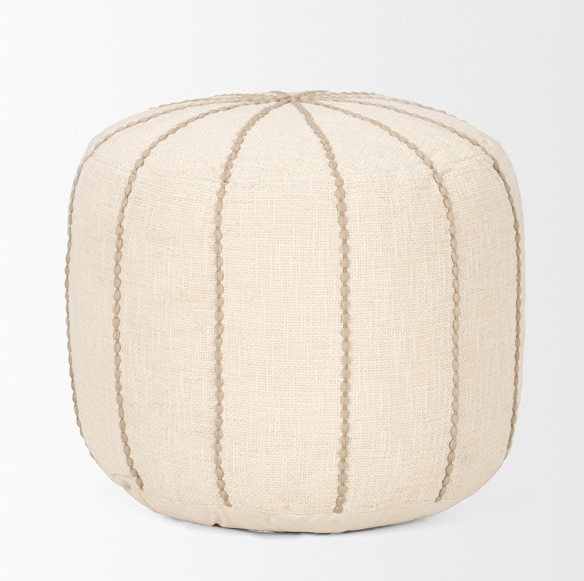 Mercana Sachi Beige Cotton Stitching Pouf