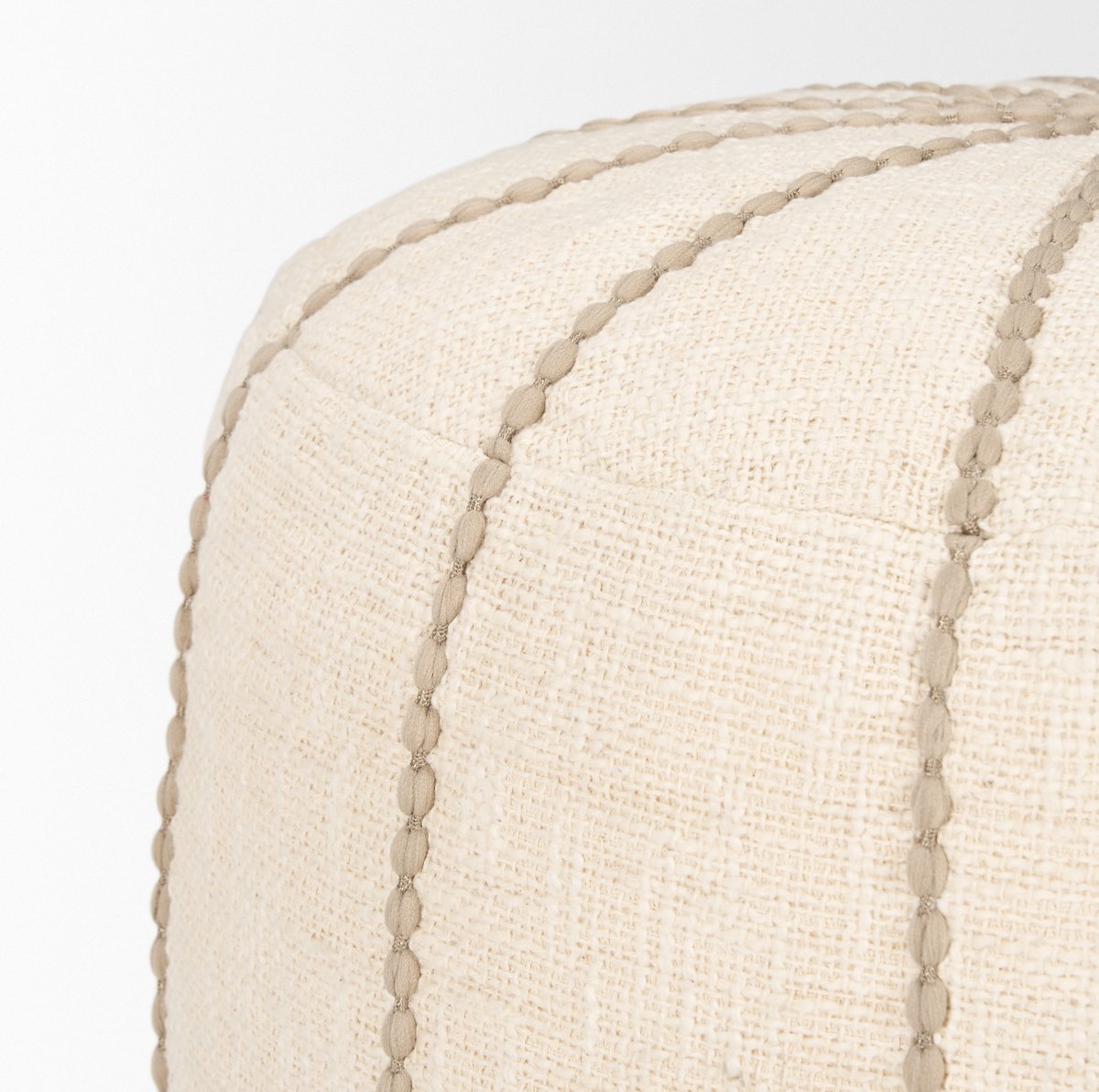 Mercana Sachi Beige Cotton Stitching Pouf