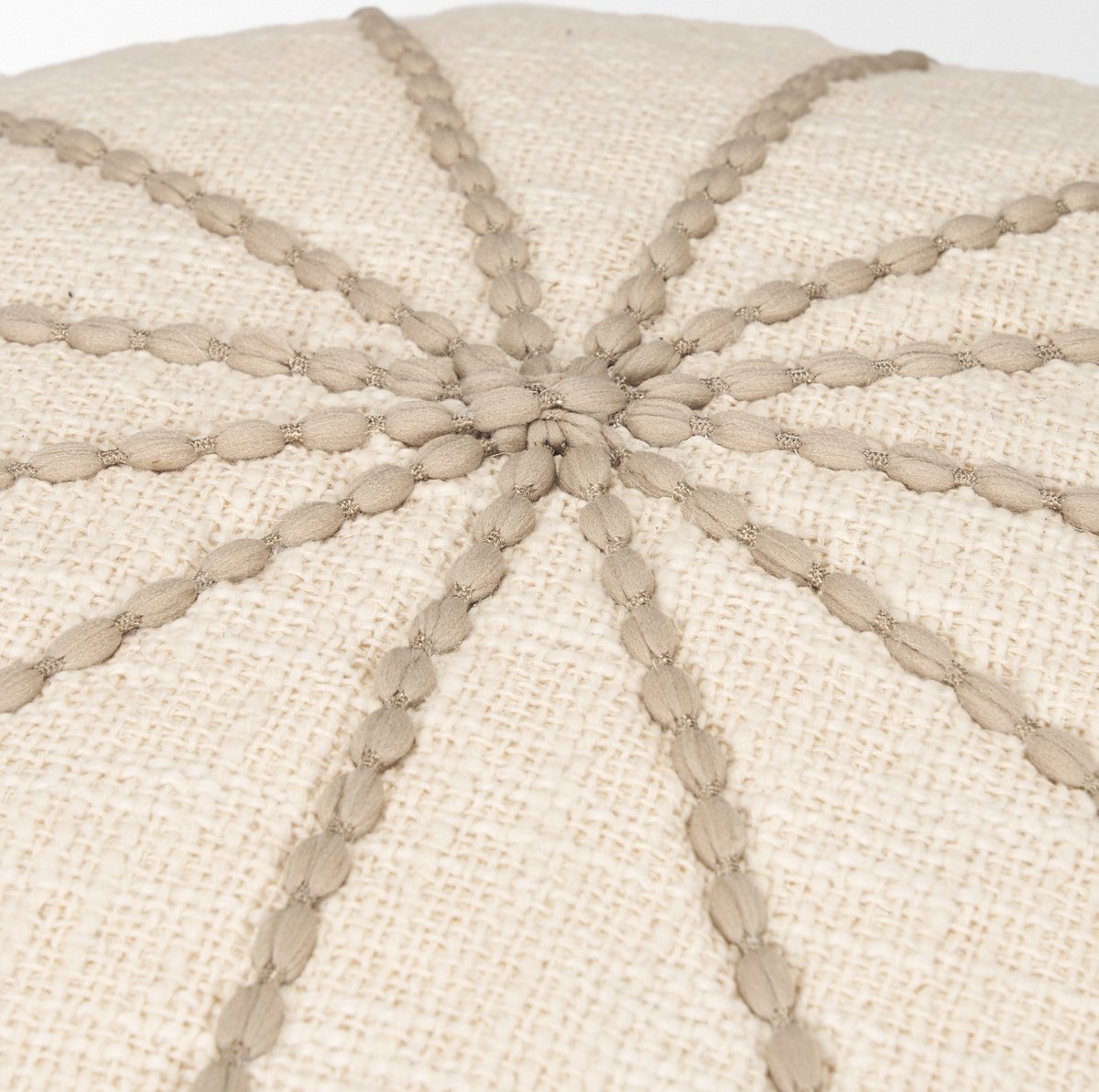 Mercana Sachi Beige Cotton Stitching Pouf