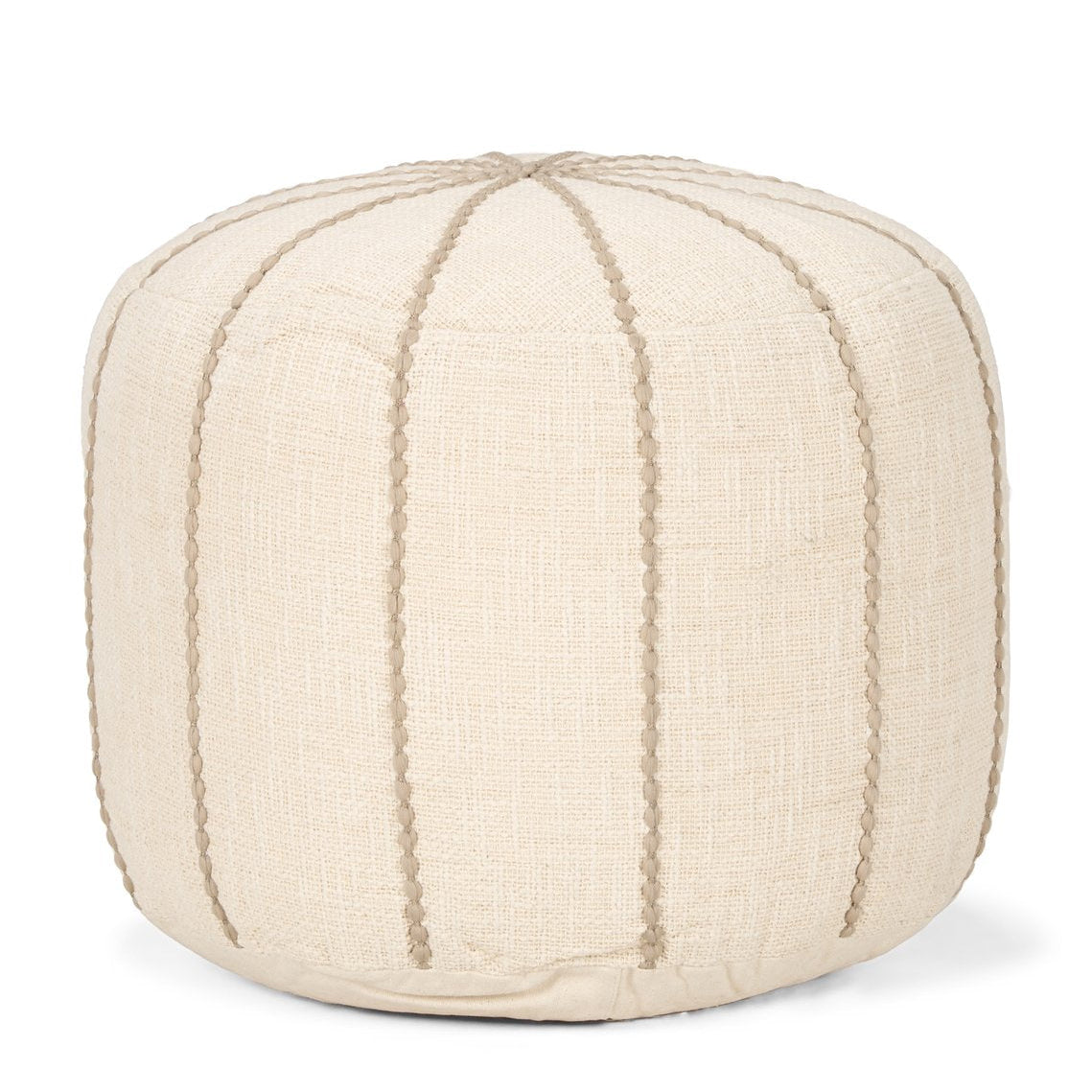 Mercana Sachi Beige Cotton Stitching Pouf