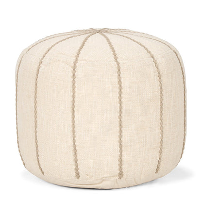 Mercana Sachi Beige Cotton Stitching Pouf