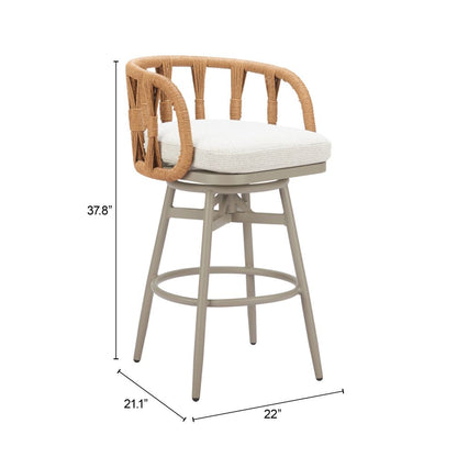 Zuo Modern Safal Olefin Fabric Swivel Outdoor Barstool