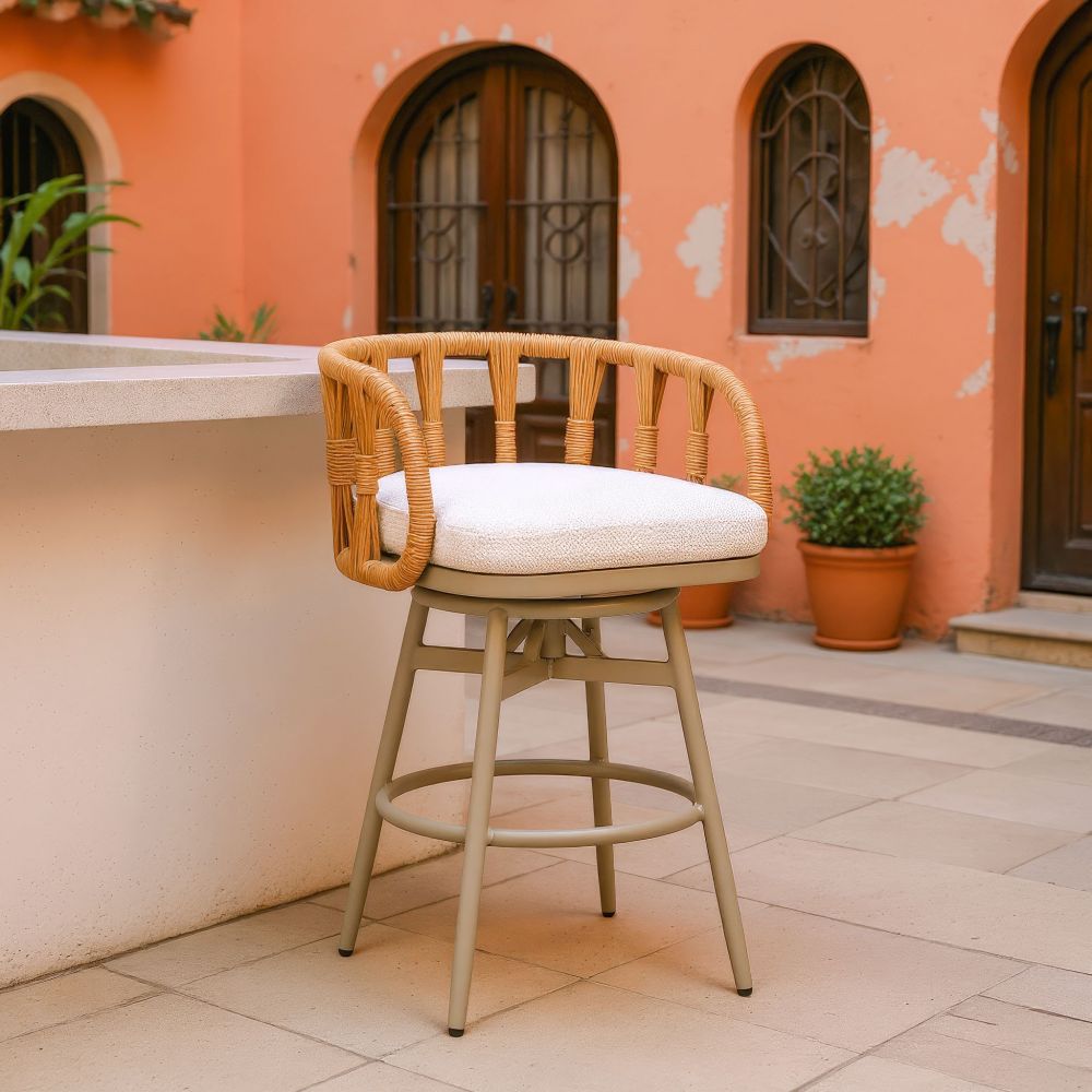 Zuo Modern Safal Olefin Fabric Swivel Outdoor Barstool