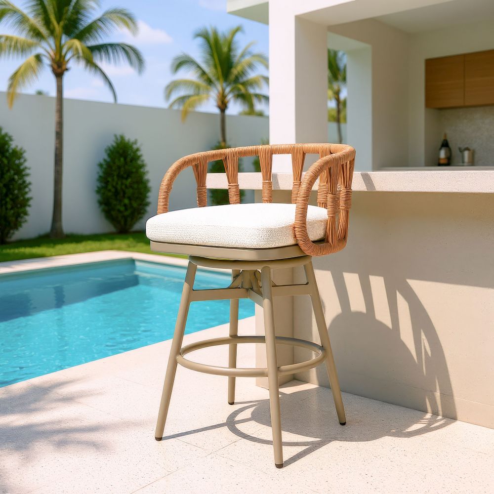 Zuo Modern Safal Olefin Fabric Swivel Outdoor Barstool