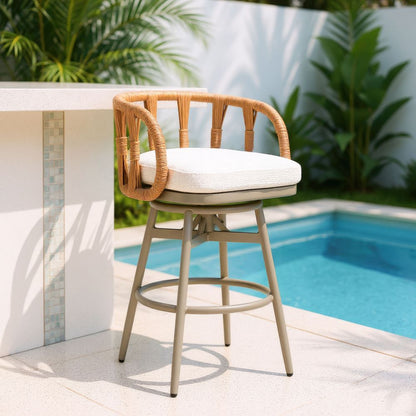 Zuo Modern Safal Olefin Fabric Swivel Outdoor Barstool