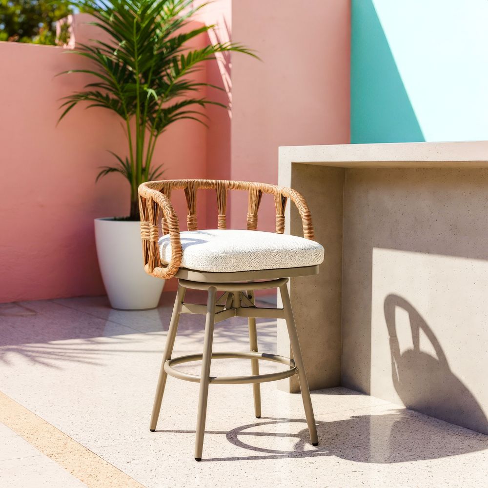 Zuo Modern Safal Olefin Fabric Swivel Outdoor Barstool