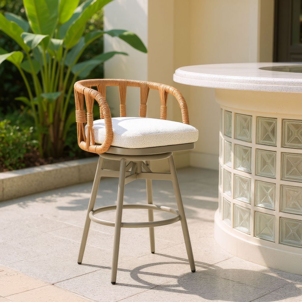 Zuo Modern Safal Olefin Fabric Swivel Outdoor Barstool
