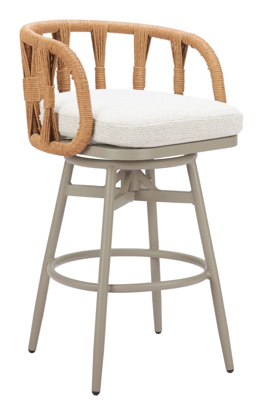 Zuo Modern Safal Olefin Fabric Swivel Outdoor Barstool
