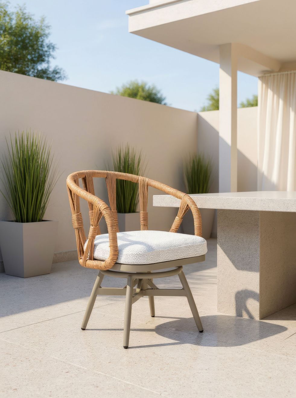 Zuo Modern Safal Olefin Fabric Swivel Outdoor Dining Chair