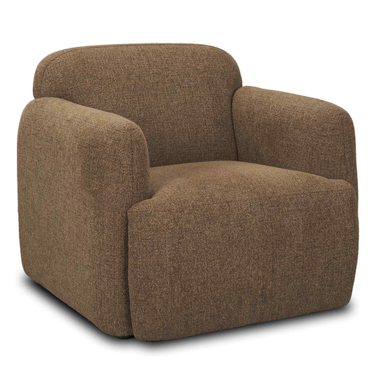 Saga Textured Brown Plush Fabric Club Chair